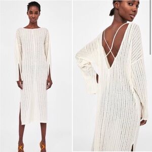 Zara Cream Sheer Long Rustic Tunic Large